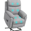 HOMCOM Relaxsessel Elektrisch mit Aufstehhilfe 5 Massagemodi Liegefunktion für Wohnzimmer Grau