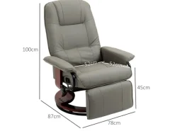 HOMCOM Relaxsessel Kunstleder Schaumstoff Grau L78 x B87 x H100 cm