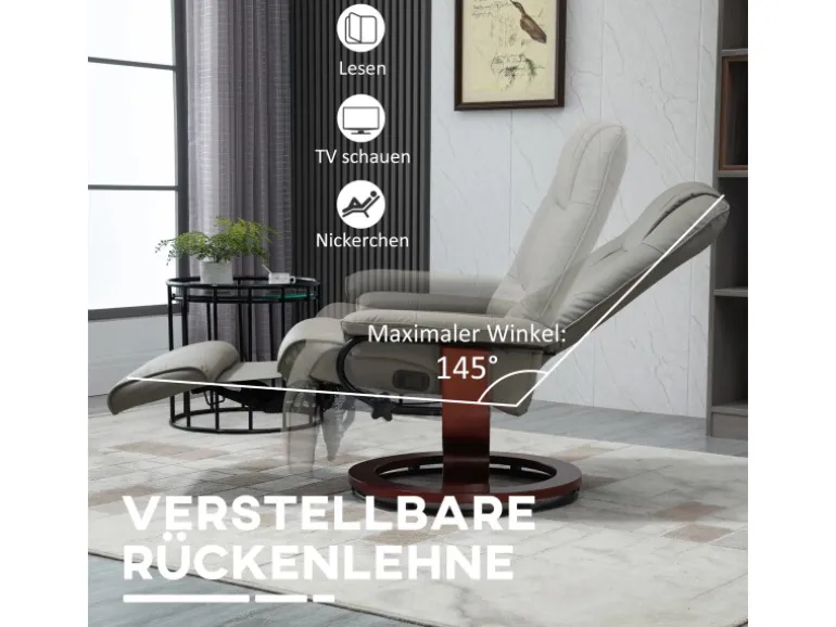 HOMCOM Relaxsessel Kunstleder Schaumstoff Grau L78 x B87 x H100 cm
