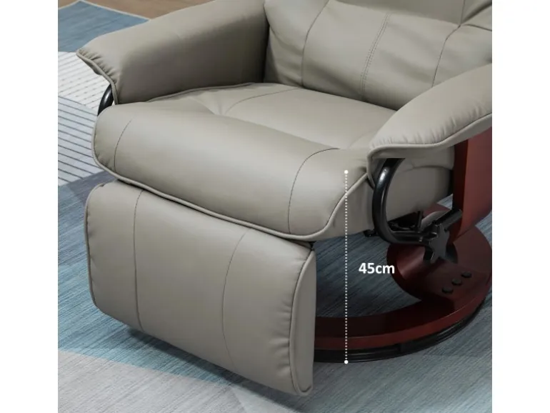 HOMCOM Relaxsessel Kunstleder Schaumstoff Grau L78 x B87 x H100 cm