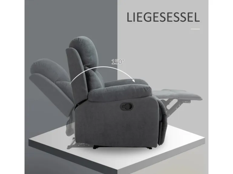 HOMCOM Relaxsessel Liege 150° mit Schlaffunktion 93 x 88 x 102 cm