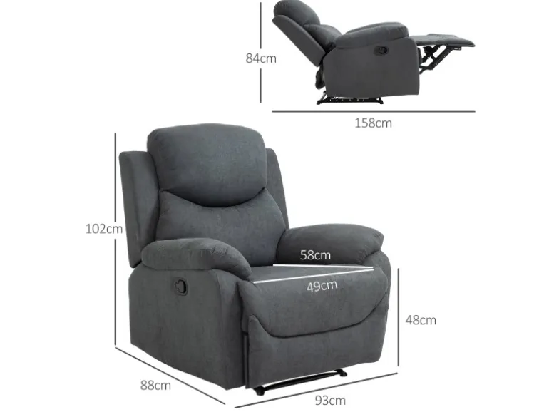 HOMCOM Relaxsessel Liege 150° mit Schlaffunktion 93 x 88 x 102 cm