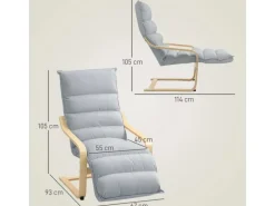 HOMCOM Relaxsessel Loungesessel Gepolstert Sessel mit Armlehne Lesesessel Hellgrau
