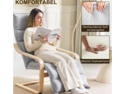 HOMCOM Relaxsessel Loungesessel Gepolstert Sessel mit Armlehne Lesesessel Hellgrau