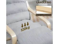HOMCOM Relaxsessel Loungesessel Gepolstert Sessel mit Armlehne Lesesessel Hellgrau