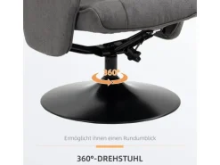 HOMCOM Relaxsessel mit Hocker Drehbar bis 150 kg Belastbar