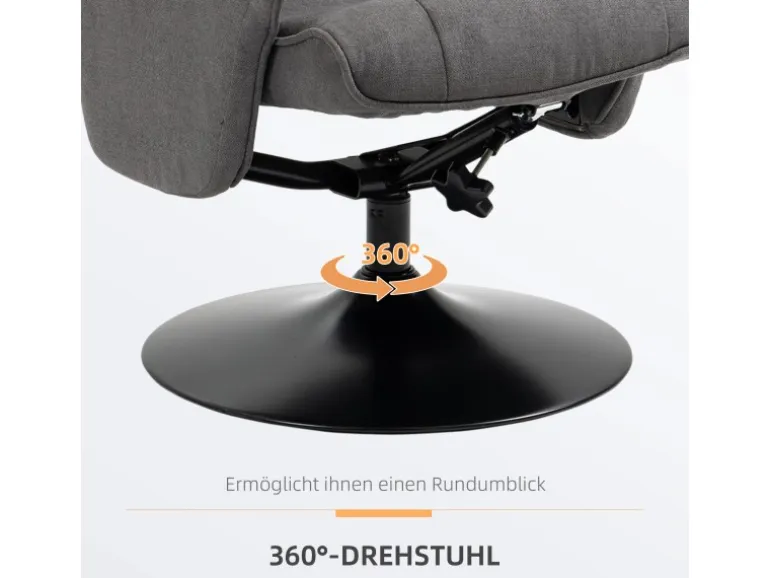 HOMCOM Relaxsessel mit Hocker Drehbar bis 150 kg Belastbar