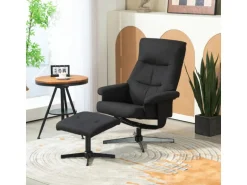 HOMCOM Relaxsessel mit Hocker Polyester Schwarz 74L x 81B x 102H cm