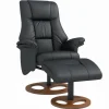 HOMCOM Relaxsessel mit Hocker 130 Grad Neigbar Kunstleder Schwarz 77 x 89 x 110 cm