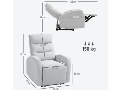 HOMCOM Relaxsessel mit Liegefunktion Polyester 76L x 93B x 103H cm Hellgrau