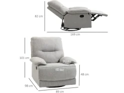 HOMCOM Relaxsessel mit Liegefunktion Leinenoptik Federkernsystem