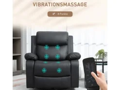 HOMCOM Relaxsessel mit Massagefunktion Elektrisch Kunstleder Schwarz