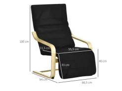 HOMCOM Relaxstuhl mit Verstellbarem Fußteil 66,5 x 94 x 100 cm