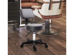 HOMCOM Rollhocker Höhenverstellbar mit Lehne Ø35 x 72-84 cm