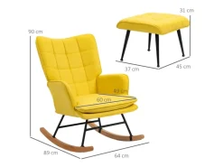 HOMCOM Schaukelstuhl mit Hocker 64x90x89 cm