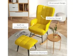 HOMCOM Schaukelstuhl mit Hocker 64x90x89 cm