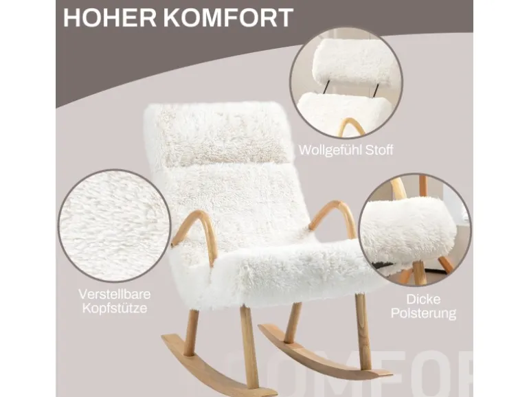 HOMCOM Schaukelstuhl mit Wollenoptik