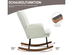 HOMCOM Schaukelstuhl mit Hocker Leinenoptik