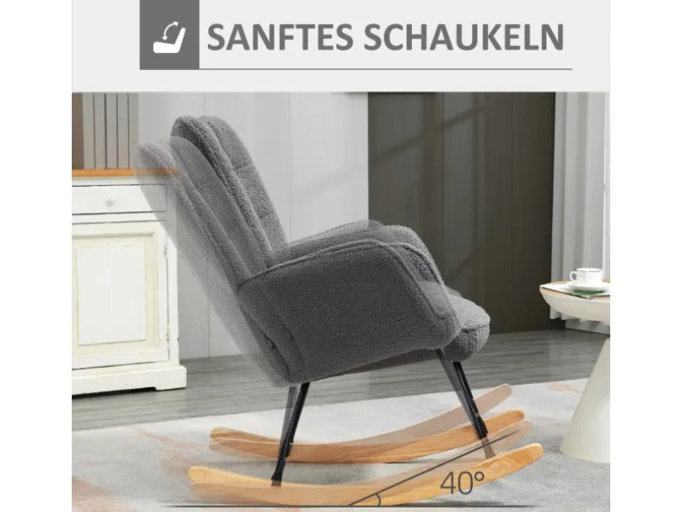 HOMCOM Schaukelstuhl mit Breiter Rückenlehne
