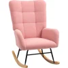 HOMCOM Schaukelstuhl mit Armlehne Teddysamt Rosa 94L x 70B x 100H cm
