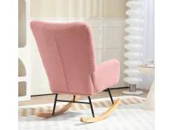 HOMCOM Schaukelstuhl mit Armlehne Teddysamt Rosa 94L x 70B x 100H cm