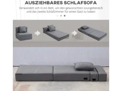 HOMCOM Schlafsessel Klappbar 2-in-1 mit Bettfunktion Kissen