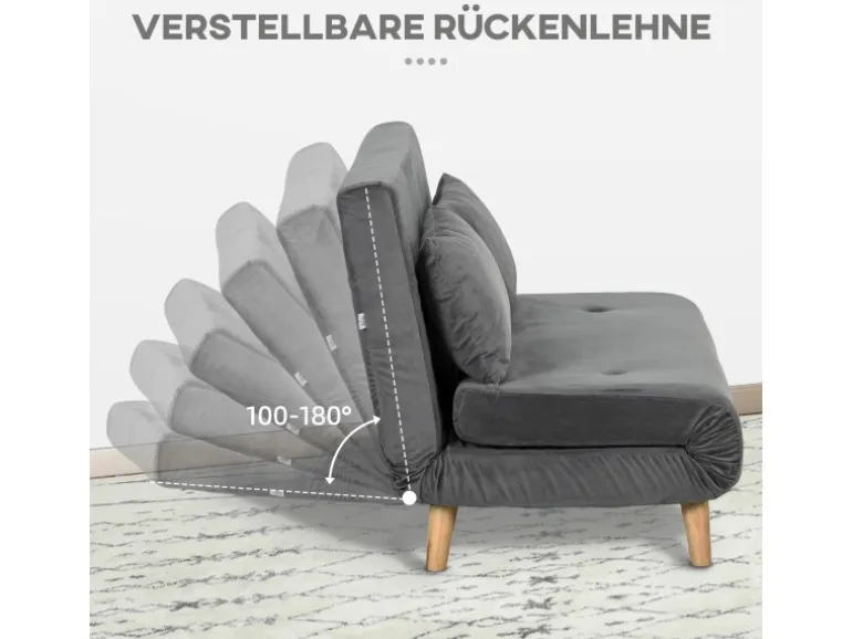 HOMCOM Schlafsessel mit Bettfunktion Kissen und Verstellbarer Rückenlehne