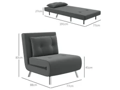 HOMCOM Schlafsessel mit Bettfunktion Kissen 77 x 88 x 83 cm