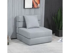 HOMCOM Schlafsessel Polybaumwolle Schaumstoff Hellgrau 70L x 70B x 61H cm