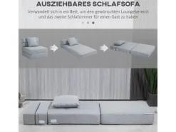 HOMCOM Schlafsessel Polybaumwolle Schaumstoff Hellgrau 70L x 70B x 61H cm