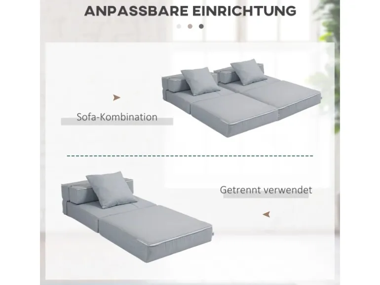 HOMCOM Schlafsessel Polybaumwolle Schaumstoff Hellgrau 70L x 70B x 61H cm