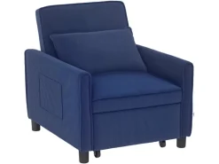 HOMCOM Schlafsessel Polyester Eukalyptusholz Blau 74L x 84B x 81H cm