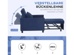 HOMCOM Schlafsessel Polyester Eukalyptusholz Blau 74L x 84B x 81H cm