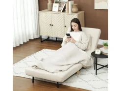 HOMCOM Schlafsessel Polyester Stahl Beige 72L x 78B x 79H cm