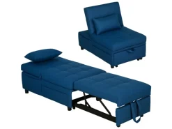HOMCOM Schlafsessel Polyester Schaumstoff Blau 65,5L x 104B x 81H cm