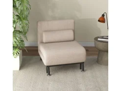 HOMCOM Schlafsessel Stahl Polyester Beige 75L x 70B x 75H cm