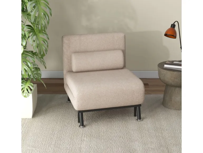 HOMCOM Schlafsessel Stahl Polyester Beige 75L x 70B x 75H cm