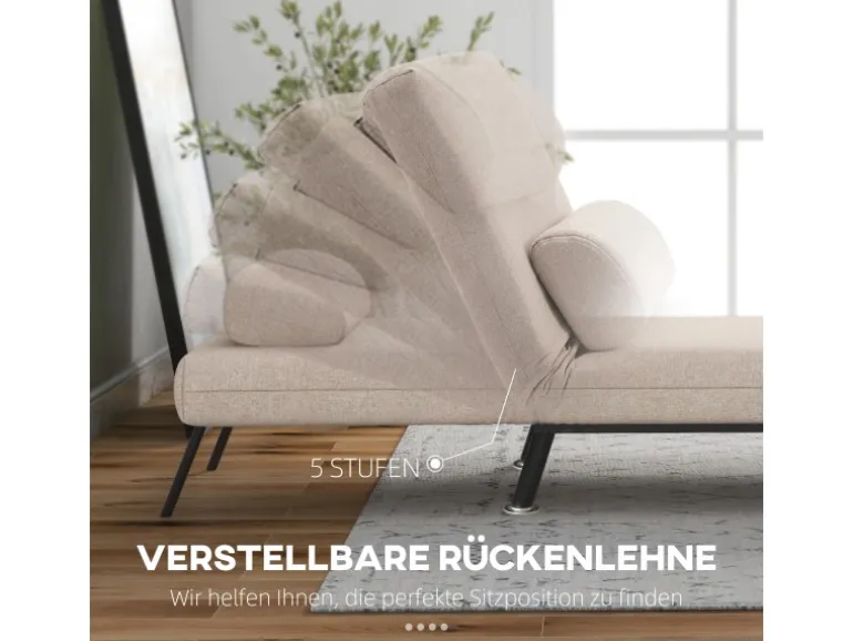HOMCOM Schlafsessel Stahl Polyester Beige 75L x 70B x 75H cm
