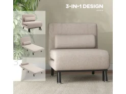 HOMCOM Schlafsessel Stahl Polyester Beige 75L x 70B x 75H cm