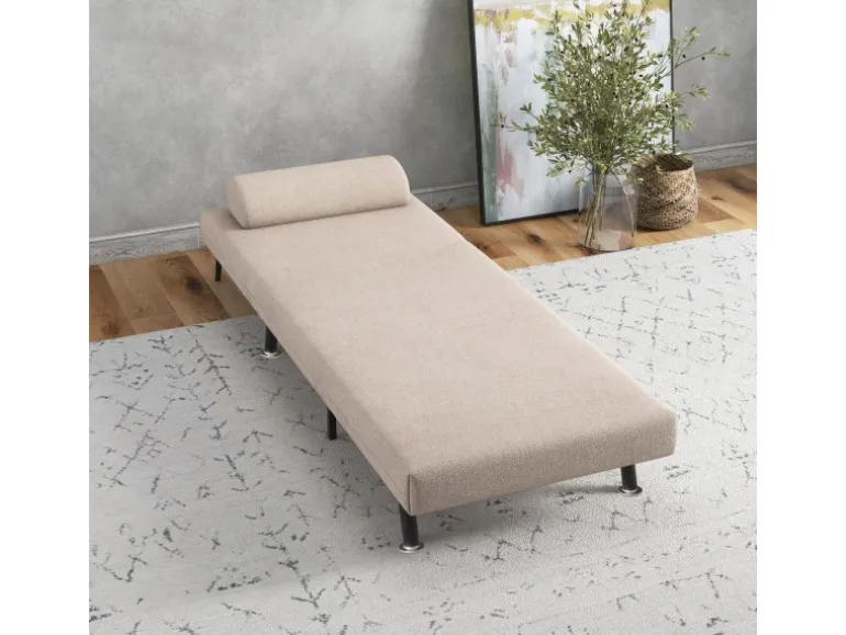 HOMCOM Schlafsessel Stahl Polyester Beige 75L x 70B x 75H cm