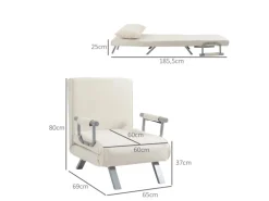HOMCOM Schlafsofa mit Armlehne 3-in-1 Multifunktion 65 x 69 x 80 cm