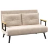 HOMCOM Schlafsofa mit Rückenkissen Stahl Polyester Beige 102L x 73B x 81H cm