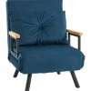 HOMCOM Schlafsofa mit Rückenkissen Stahl Polyester Blau 63L x 73B x 81H cm