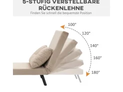 HOMCOM Schlafsofa mit Rückenkissen Stahl Polyester Beige 63L x 73B x 81H cm