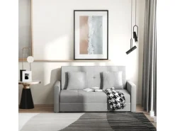 HOMCOM Schlafsofa 2-Sitzer mit Bettfunktion Rückenkissen 152 x 101 x 81cm