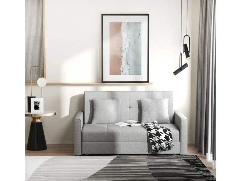 HOMCOM Schlafsofa 2-Sitzer mit Bettfunktion Rückenkissen 152 x 101 x 81cm