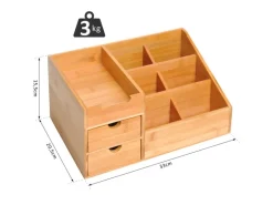 HOMCOM Schreibtisch-Organiser Bambus Natur L33 x B20,5 x H15,5 cm