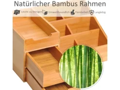 HOMCOM Schreibtisch-Organiser Bambus Natur L33 x B20,5 x H15,5 cm
