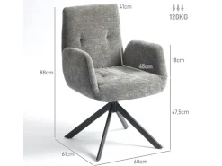 HOMCOM Sessel Drehbar Loungesessel mit Armlehne für Wohnzimmer Schlafzimmer Dunkelgrau