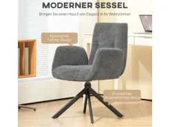 HOMCOM Sessel Drehbar Loungesessel mit Armlehne für Wohnzimmer Schlafzimmer Dunkelgrau